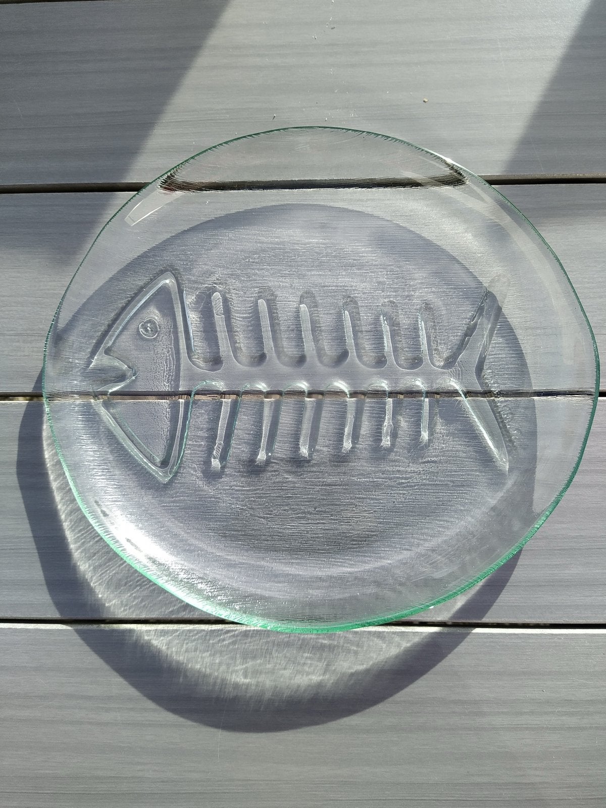 So Vintastic Vidreco glazen schaal met visgraatdessin., Ophalen of Verzenden, Zo goed als nieuw, Rond, Glas