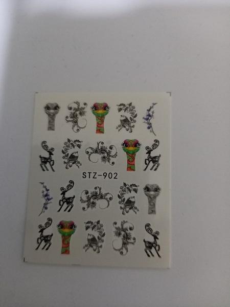 Velletje nagel water decals stickers STZ-902 struisvogel, Sieraden, Tassen en Uiterlijk, Verzenden, Zwart, Nieuw, Handen en Nagels