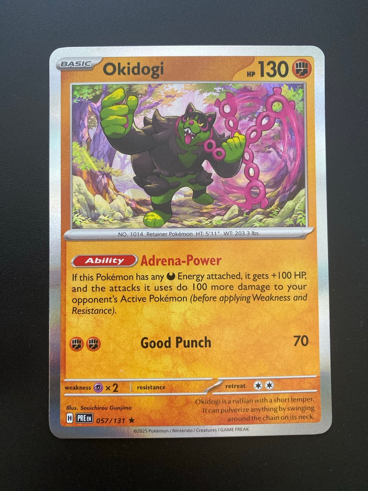 Okidogi 057/131 Rare Holo Prismatic Evolutions, Ophalen of Verzenden, Zo goed als nieuw, Losse kaart, Foil