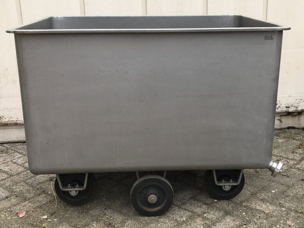 RVS kar met 2 uitlopen, 116x87x87 cm, vlees/voedingsmiddelen, 100 liter of meer, Ophalen, Gebruikt, Transportkar