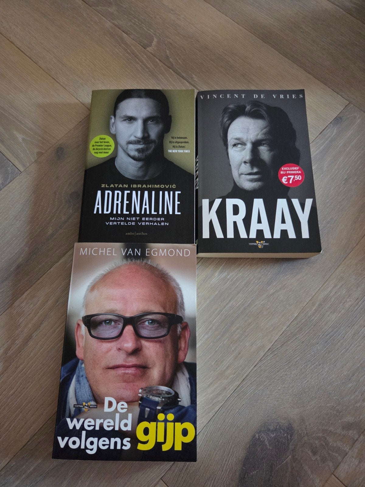 Boeken: Adrenaline, Kraay, De wereld volgens Gijp, Ophalen, Zo goed als nieuw, Zlatan Ibrahimovic, Vincent de Vries, Michel van Egmond