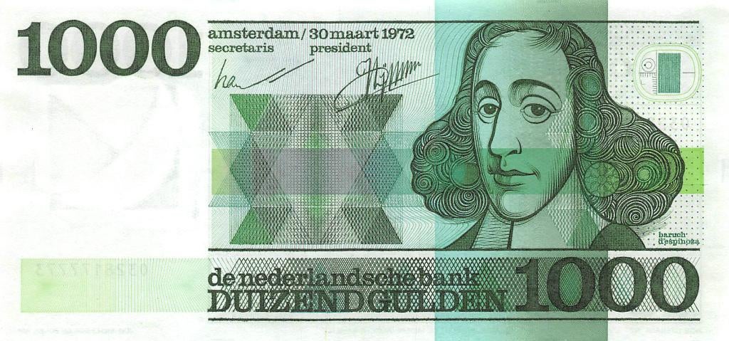 Netherlands 1000 Gulden 1972 Spinoza Au, Ophalen of Verzenden, 1000 gulden, Los biljet