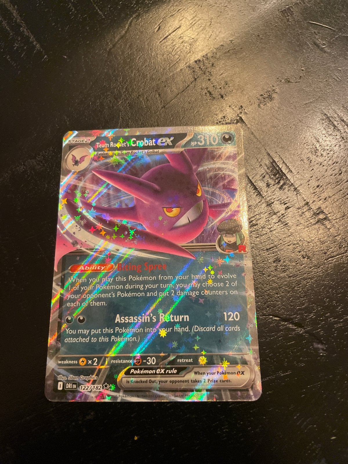 Team Rocket's Crobat ex 122/182 Pokémon kaart, Ophalen of Verzenden, Zo goed als nieuw, Losse kaart, Foil