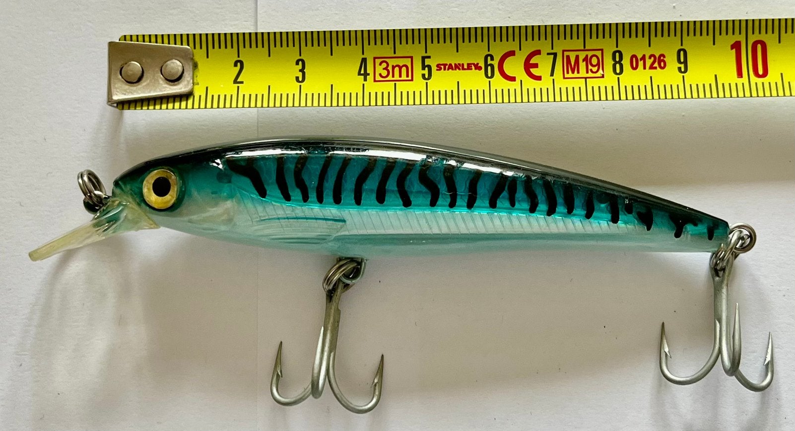 Rapala Blauwig/Groenig/Strepen 10cm 13/14 Gr ZIE ALLE FOTO’S, Watersport en Boten, Ophalen of Verzenden, Gebruikt