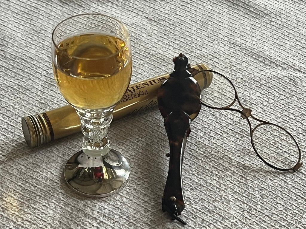 BORRELGLAS GEGRAVEERD VOET ZILVER, LORGNET, Verzenden, Zilver