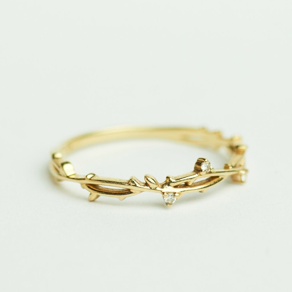 Vintage ring diamant, Ophalen of Verzenden, Zo goed als nieuw, 17 tot 18, Met edelsteen