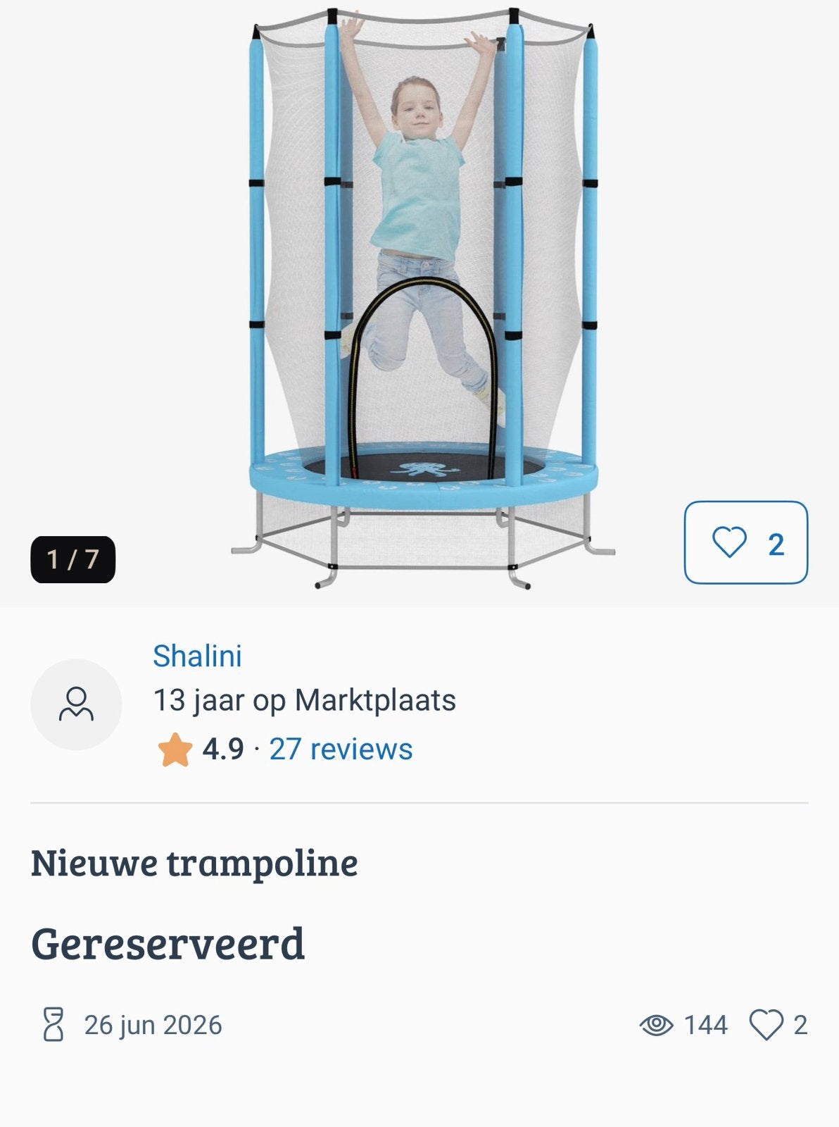 Gereserveerd trampoline, Ophalen of Verzenden, Nieuw
