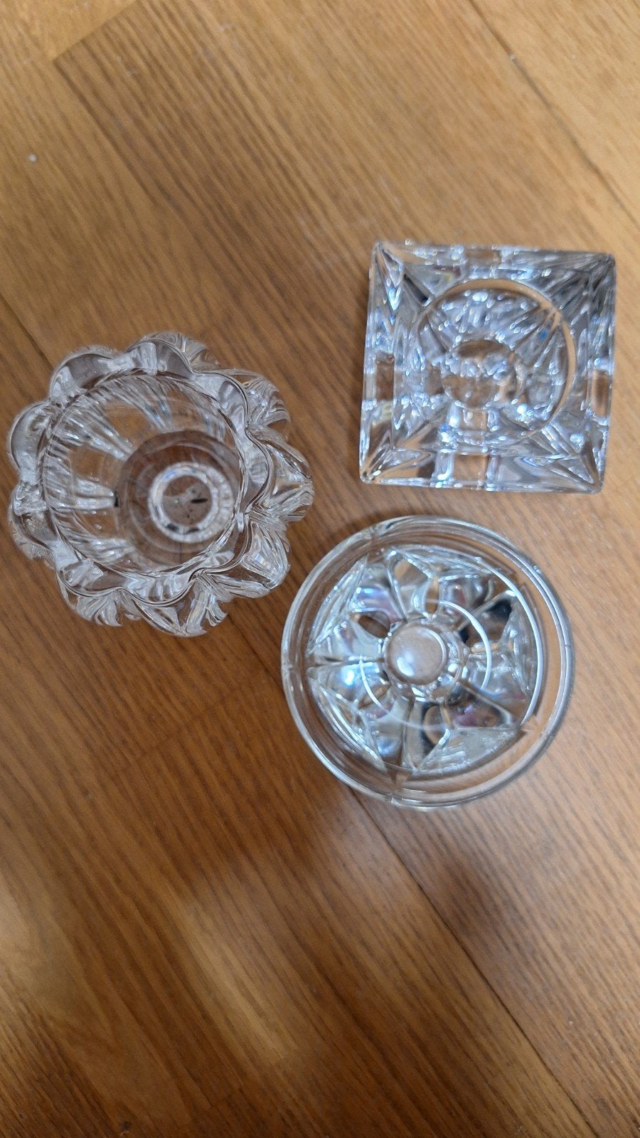 Vintage kristallen kandelaars, Ophalen of Verzenden, Gebruikt, Overige materialen, Kandelaar