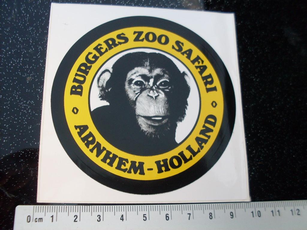 sticker burgers zoo safari arnhem holland logo aap, Verzenden, Zo goed als nieuw, Bedrijf of Vereniging