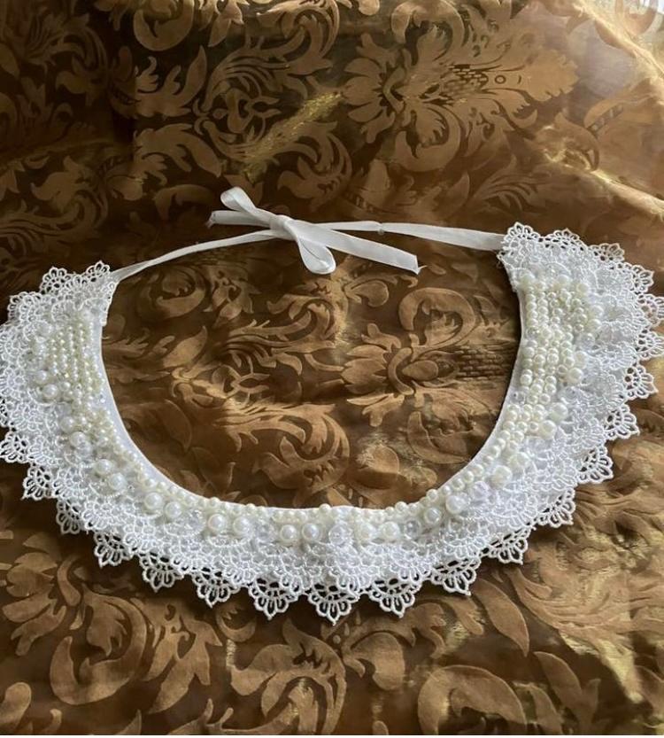 Prachtig vintage kraagje met pareltjes voor boothals, Ophalen of Verzenden