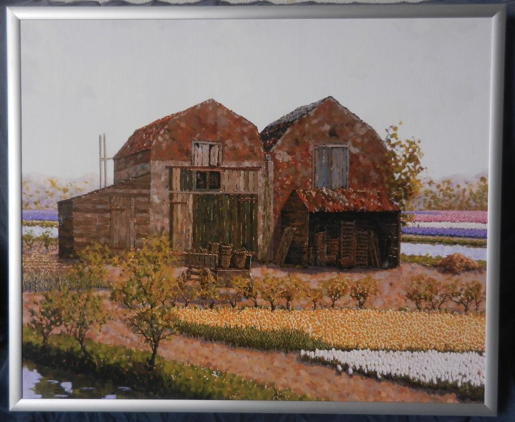 Giclee print op doek Bollenschuren naar Leo vd Ende 53x63,5, Antiek en Kunst, Ophalen of Verzenden