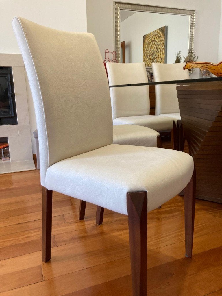 Elegante eetkamerstoelen - Set van 8, Hout, Wit, Zo goed als nieuw, Vijf, Zes of meer stoelen