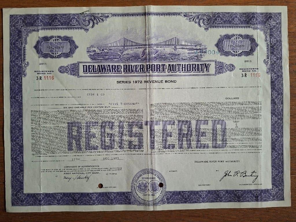 Delaware River Port Authority, 1983 ($ 5000), Ophalen of Verzenden, Aandeel