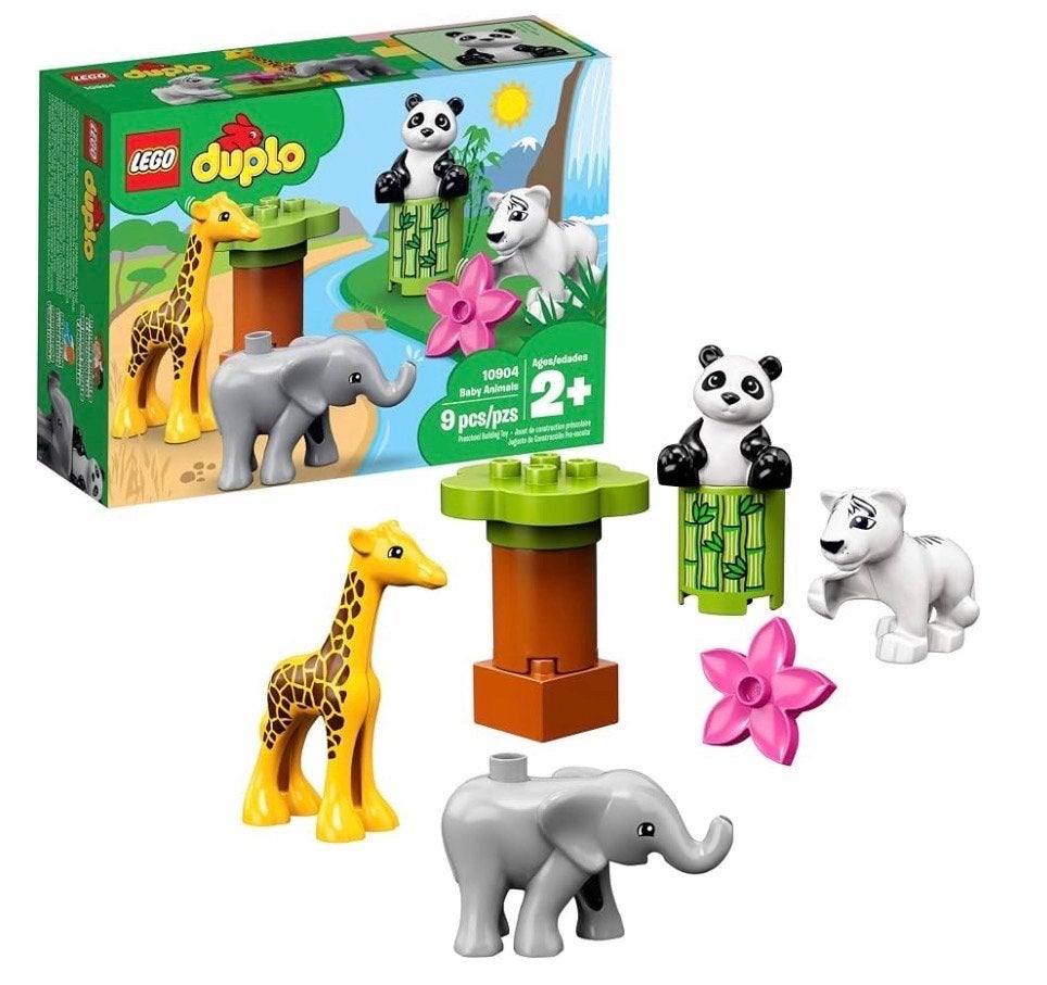 LEGO Duplo Baby Dieren Set 10904 - Giraffe, Olifant, Panda, Ophalen, Zo goed als nieuw, Overige merken