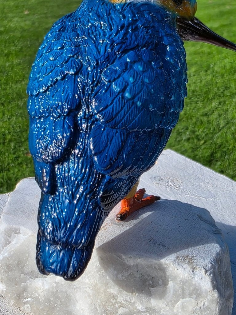 Bronzen IJSVOGEL / brons /BRONZEN TUINBEELD / GEKLEURD, Tuin en Terras, Tuinbeelden, Nieuw, Info@huisentuindecoratiemarie.nl, Huis en tuin decoratie marie