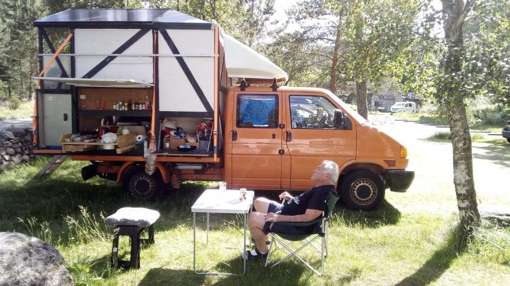 VW T4 mit Houten hut, Auto's, Voorwielaandrijving, 700 kg, Bedrijf, Handgeschakeld