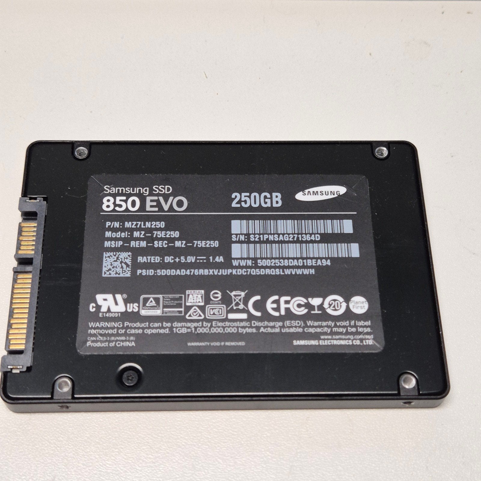 Samsung 850 EVO 250GB SSD 2,5" Sata, Intern, Gebruikt, Verzenden, Samsung