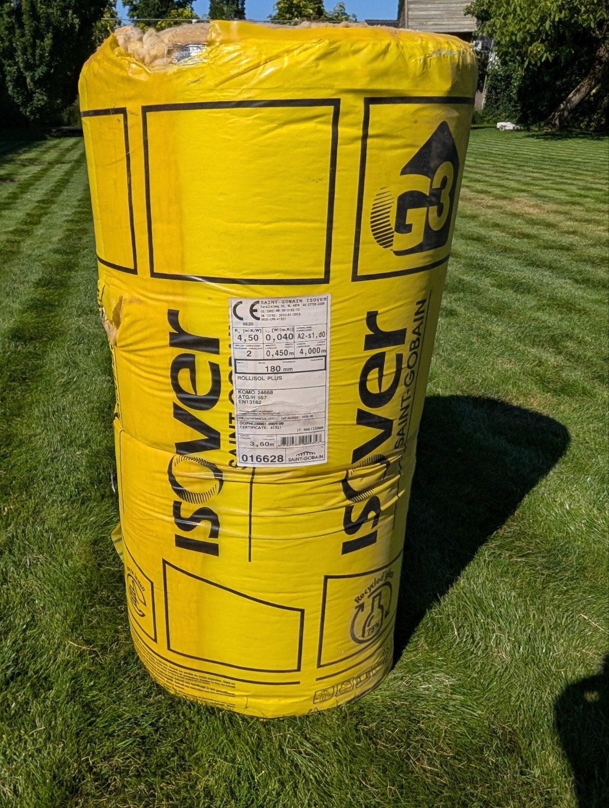 Nieuwe Isover Rollisol Plus glaswol isolatie, 180mm dik, 12 cm of meer, Nieuw, 15 m² of meer, Glaswol