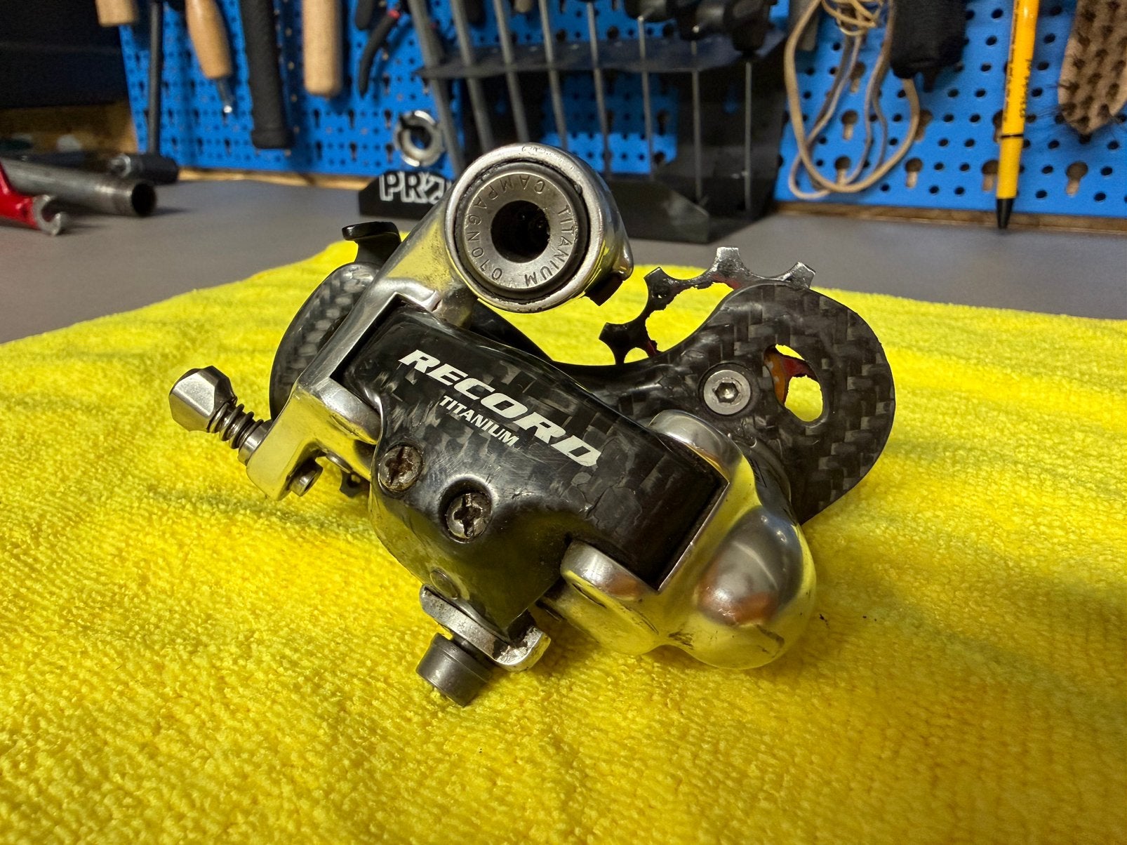 Campagnolo Record Titanium 10/11 speed Achterderailleur, Gebruikt, Campagnolo, Racefiets, Ophalen of Verzenden