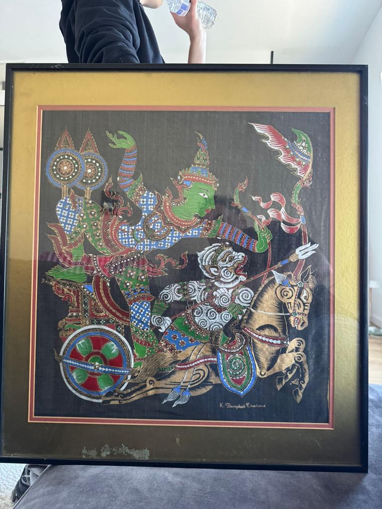 Thais kunstwerk: K. Bangkok Thailand schilderij, Antiek en Kunst, Ophalen of Verzenden