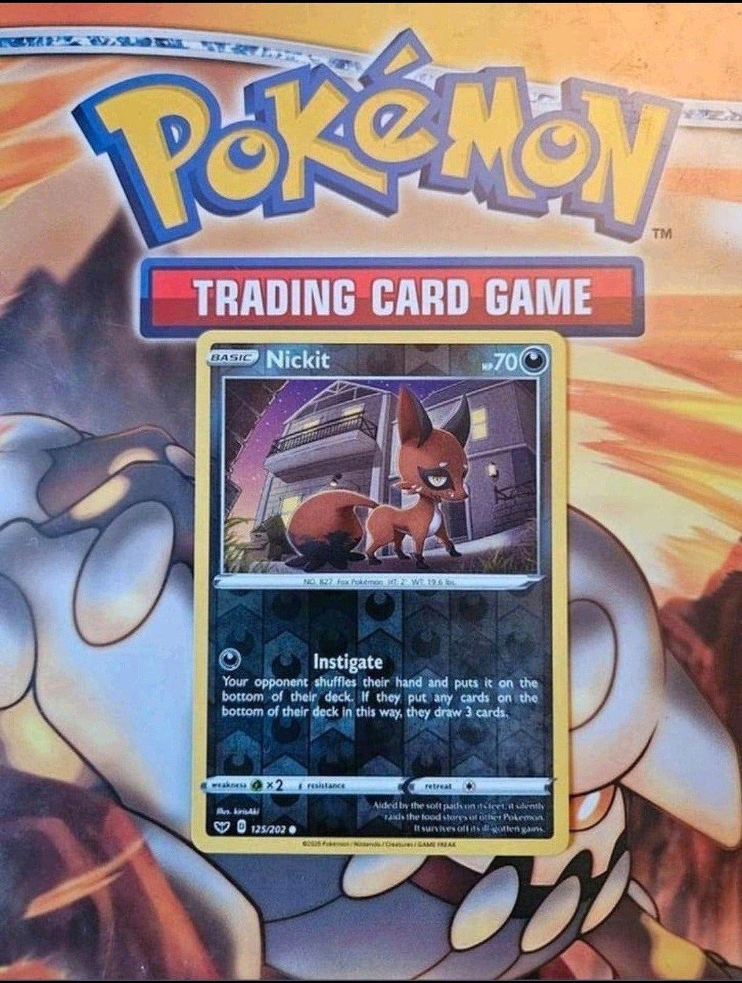 Nickit 125/202 Sword&Shield base set reverse holo pokemon nm, Ophalen of Verzenden, Zo goed als nieuw, Losse kaart, Foil