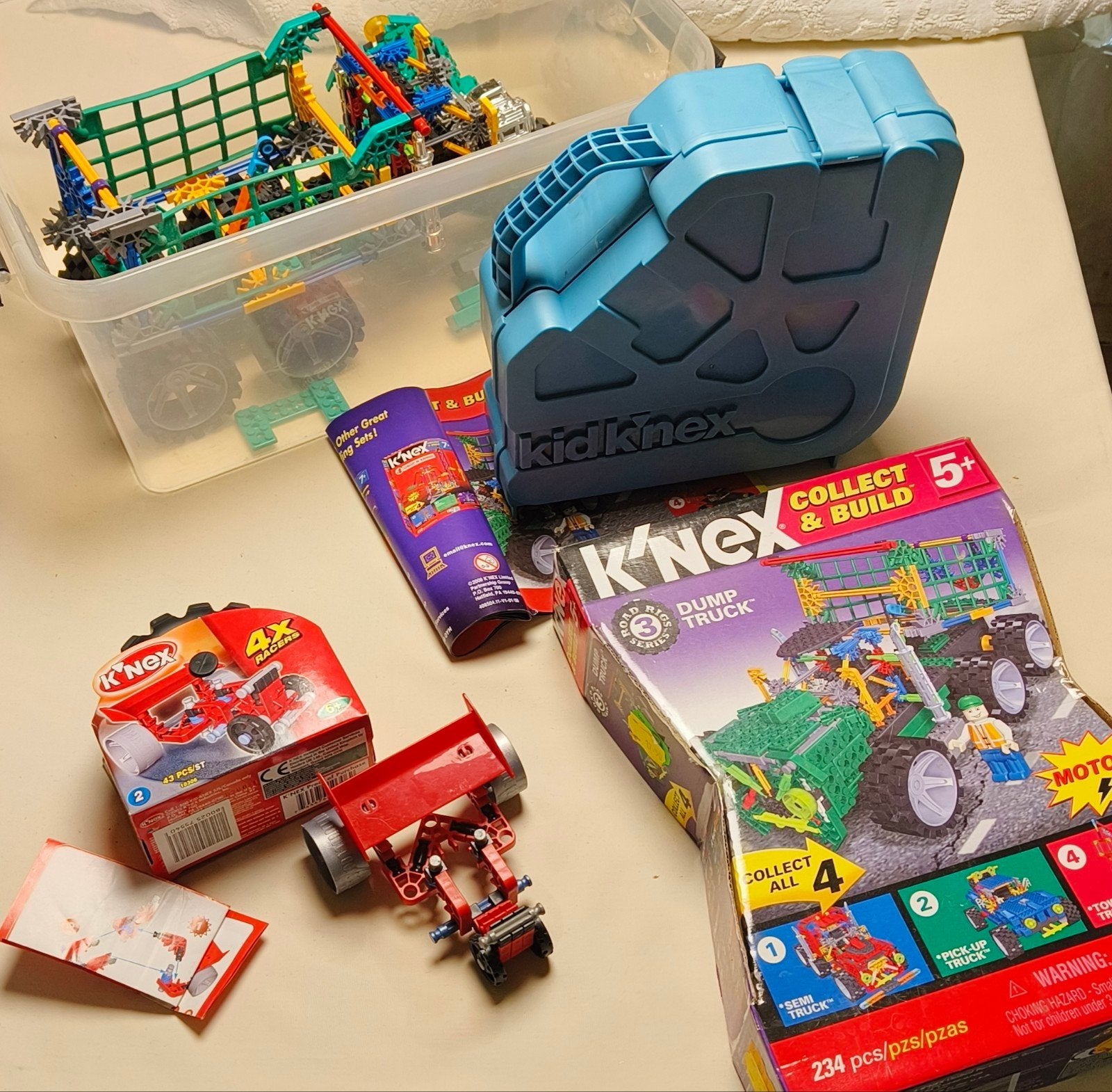 3 x Knex: Vrachtwagen + Robot + Racer, Ophalen, 1 speler, Racen en Vliegen, Zo goed als nieuw