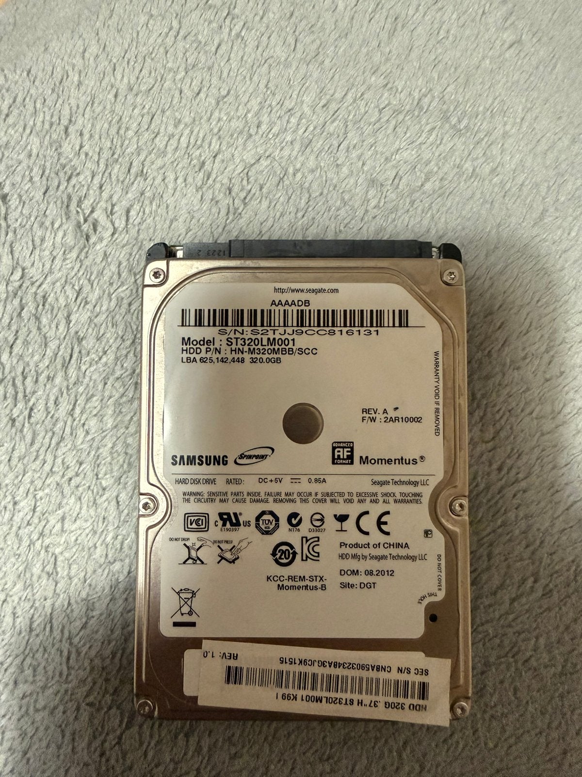 Samsung Spinpoint M8 ST320LM001 320GB HDD, Ophalen, Intern, Gebruikt, Laptop