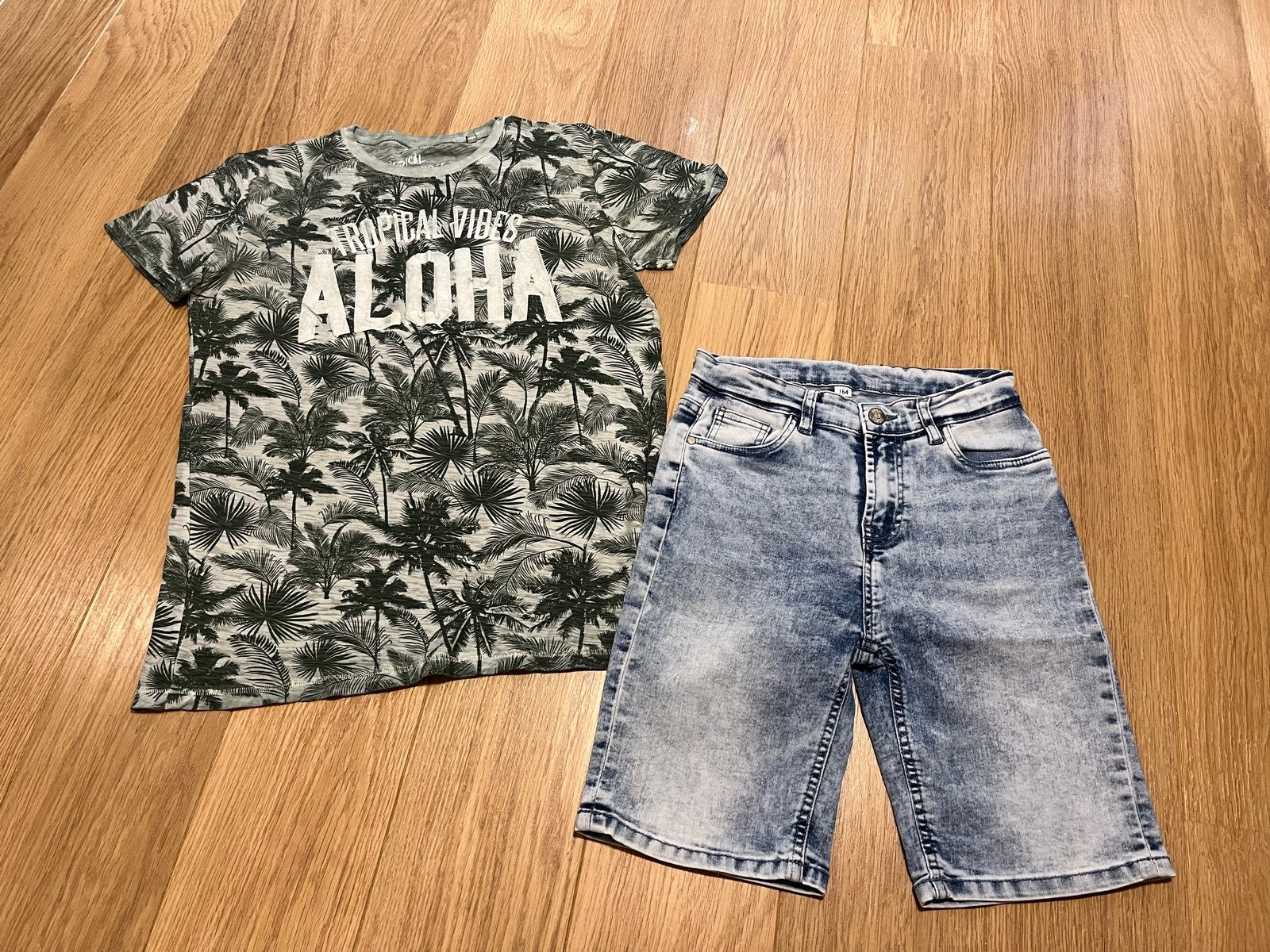 Zomers setje: Shirt met korte broek voor jongens - Maat 164, Ophalen of Verzenden, Zo goed als nieuw, Jongen, Setje