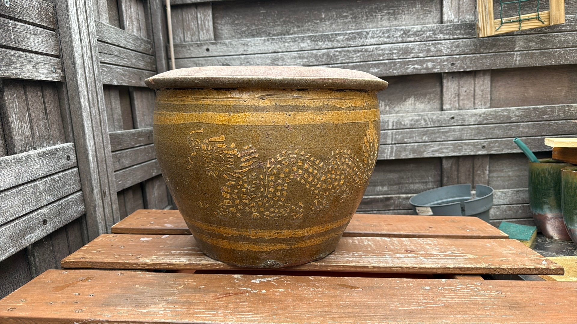 Drakenpot, bloempot, plantenpot, Ophalen, Steen, Minder dan 30 cm, Rond