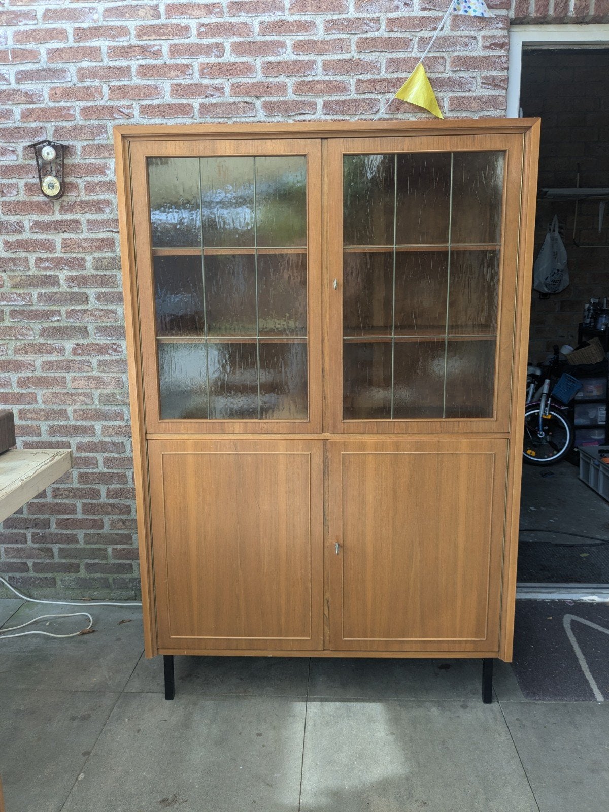 vintage vitrinekast highboard kast, Huis en Inrichting, Gebruikt, 100 tot 150 cm, Ophalen of Verzenden, 150 tot 200 cm