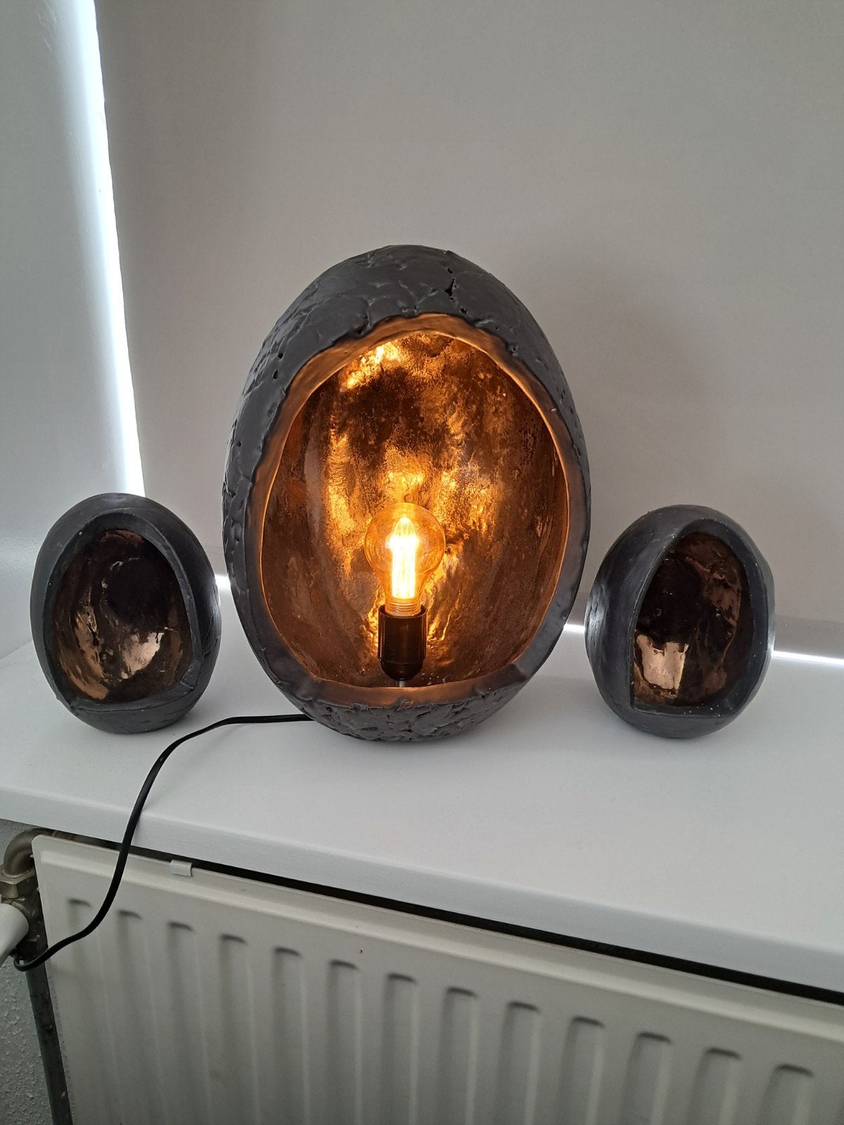Eivormige lamp met 2 Eivormige voor waxinelichtje, Ophalen of Verzenden