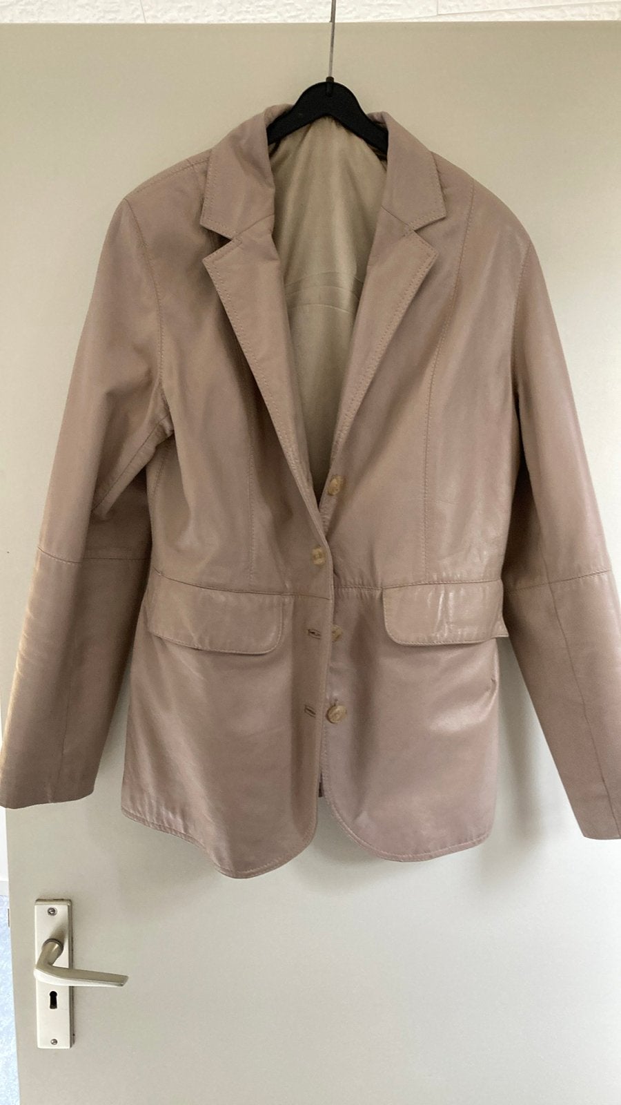 Dekkers Leren Blazer - Beige/Lichtbruin - Maat M, Ophalen, Gedragen, Maat 38/40 (M), Beige