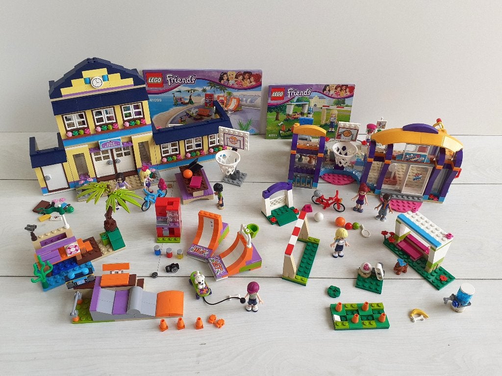 school 41005, sportcentrum 41312 + 2 extra sportieve sets, Gebruikt, Compleet, Lego, Friends