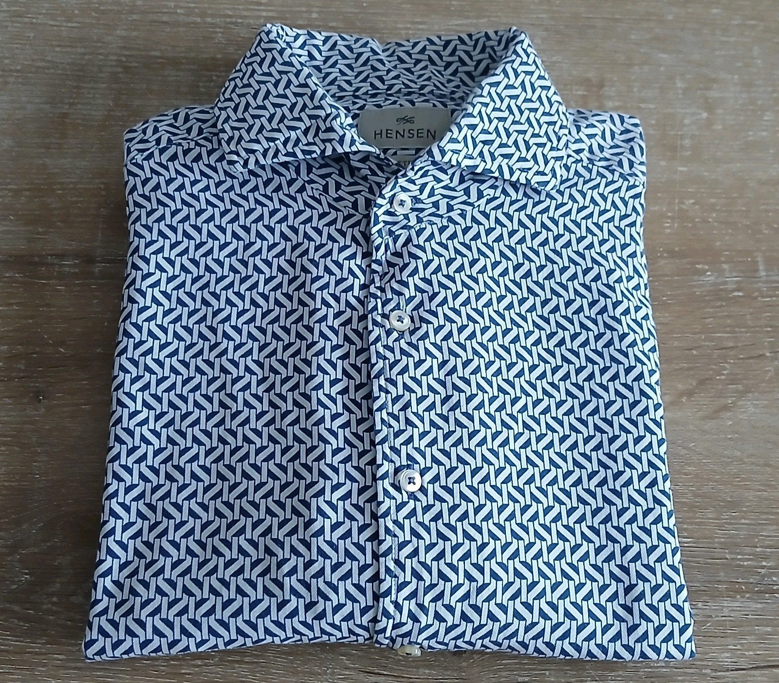 M Jac Hensen fitted overhemd blauw 100% katoen fit milan, Blauw, Zo goed als nieuw, Jac hensen, Halswijdte 39/40 (M)