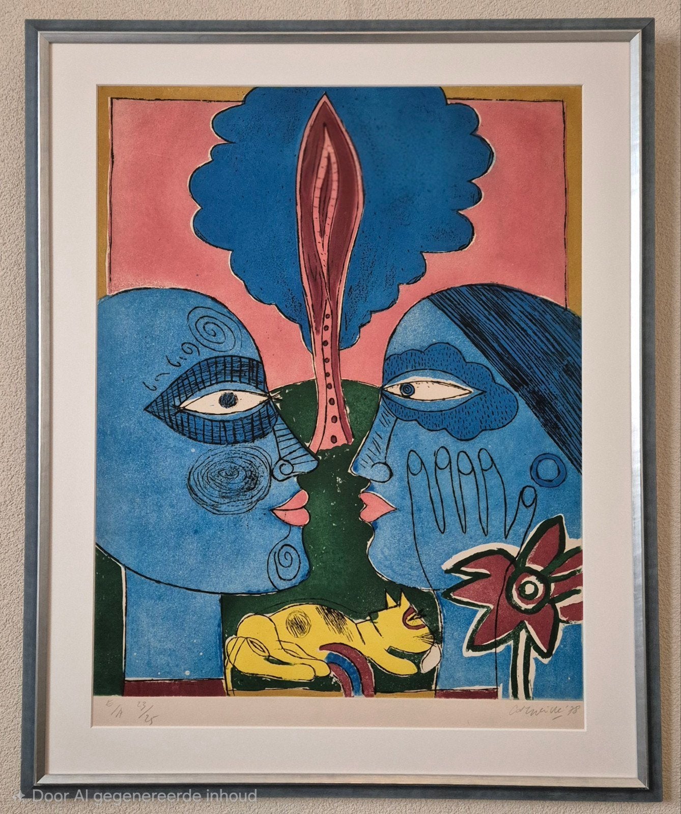 Corneille - Deux visages - EA Artist edition Ets., Gesigneerd, Ophalen of Verzenden, Portret en Figuren, Ets
