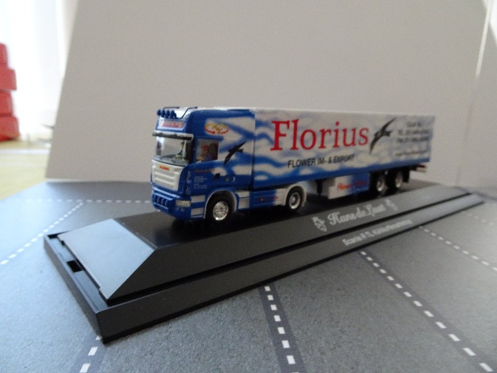 907 herpa scania r hans de laat florius koeler 1:87 truck, Hobby en Vrije tijd, Modelauto's | 1:87, Ophalen of Verzenden, Zo goed als nieuw