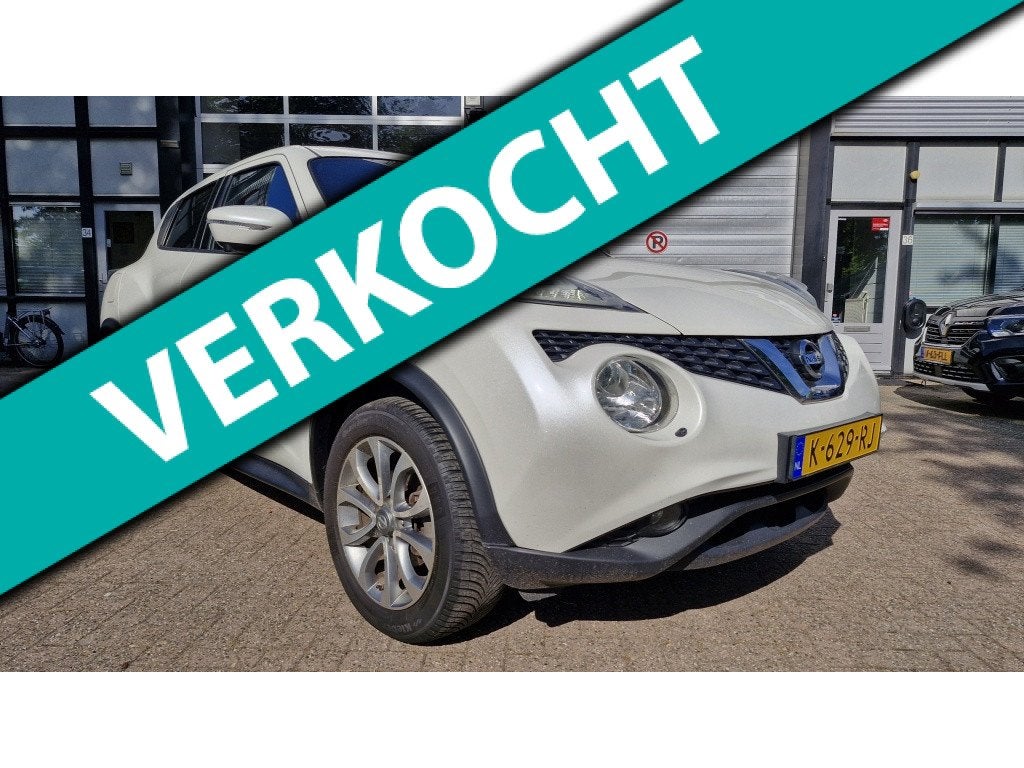 Nissan Juke 1.2 DIG-T S/S Tekna (bj 2015), Auto's, Nissan, Automatische klimaatregeling, 116 pk, Wit, Leder
