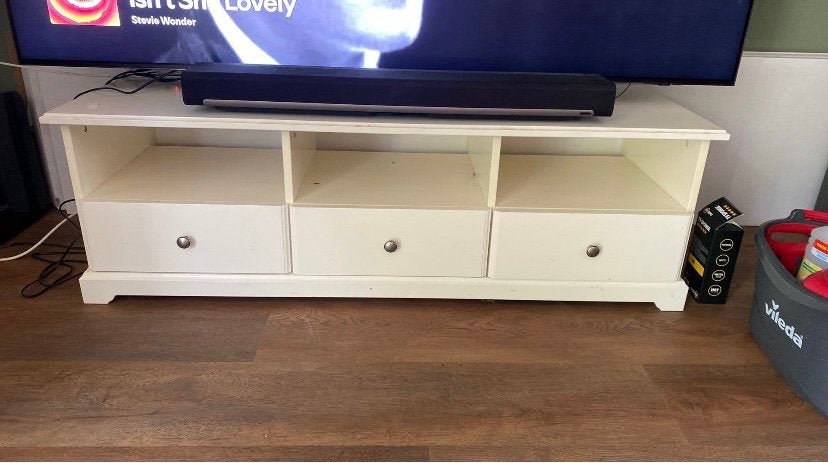 Tv meubel wit, Ophalen, Gebruikt, 100 tot 150 cm, Minder dan 100 cm
