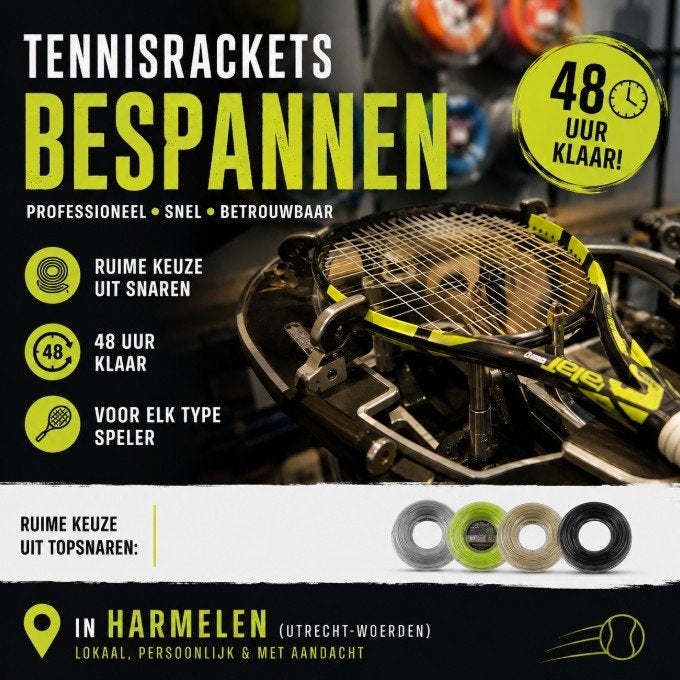 Tennisracket bespannen - Voordelig, Vakkundig en Snel., Ophalen, Nieuw, Grip of Snaar, Overige merken