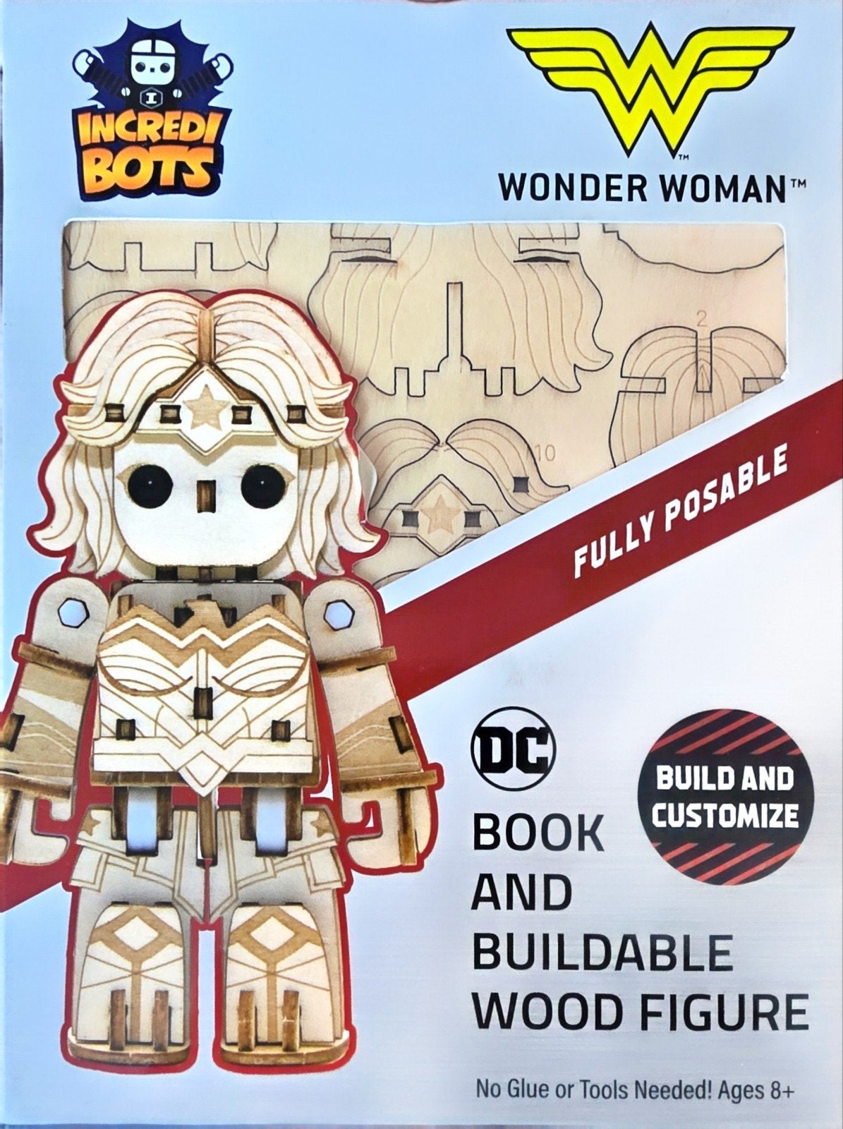 Incredibots Wonder Woman Houten Bouwfiguur & Boek, Nieuw, Ophalen, Overige merken, Groter dan 1:32