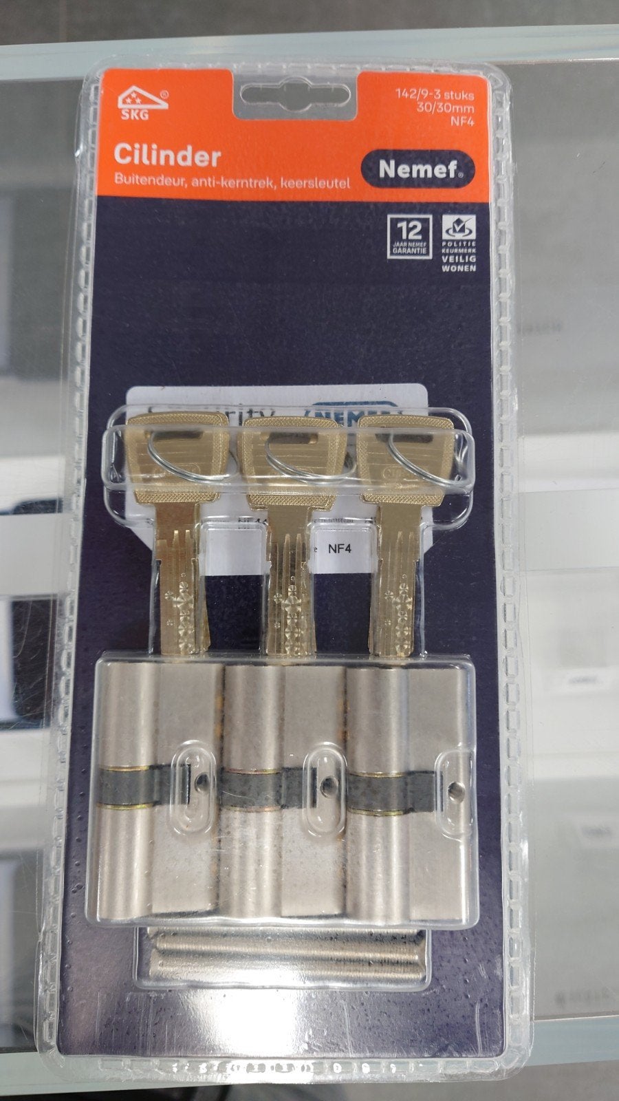 Nemef Veiligheidscilinder NF4 keersleutel 30/30 mm 3 stuks, Doe-het-zelf en Verbouw, Koper of Messing, Ophalen of Verzenden, Info@kingcashshoptilburg.nl