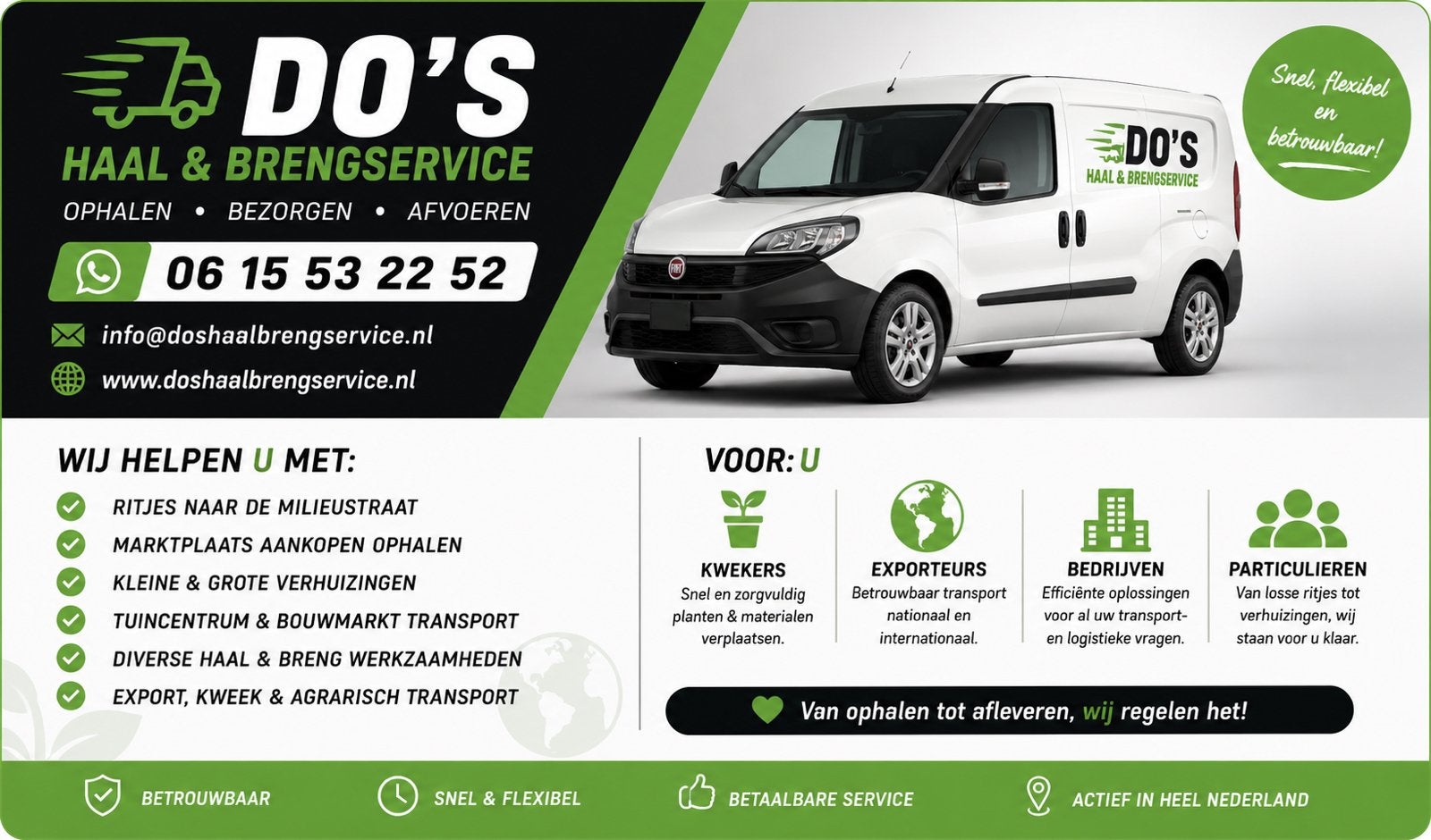 Transport en dienstverlening voor bedrijven & particulieren