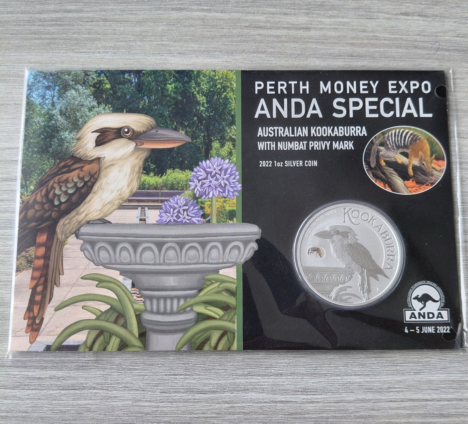 2022 Australie Expo Anda Kookaburra Privy Numbat 1 oz zilver, Ophalen of Verzenden, Zilver