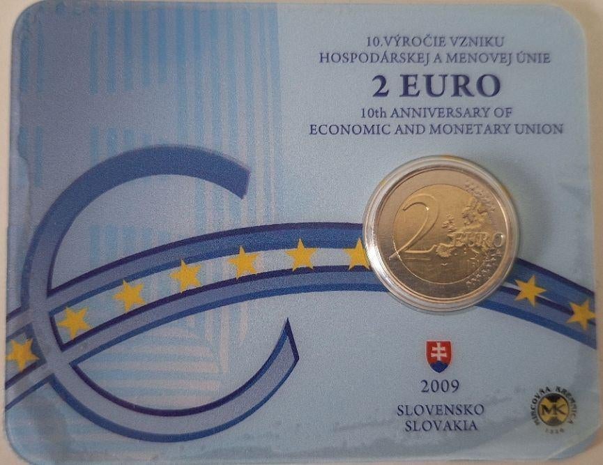 Slowakije coincard 2009 - 10 jaar EMU - BU, Verzenden, Slowakije, 2 euro, Setje