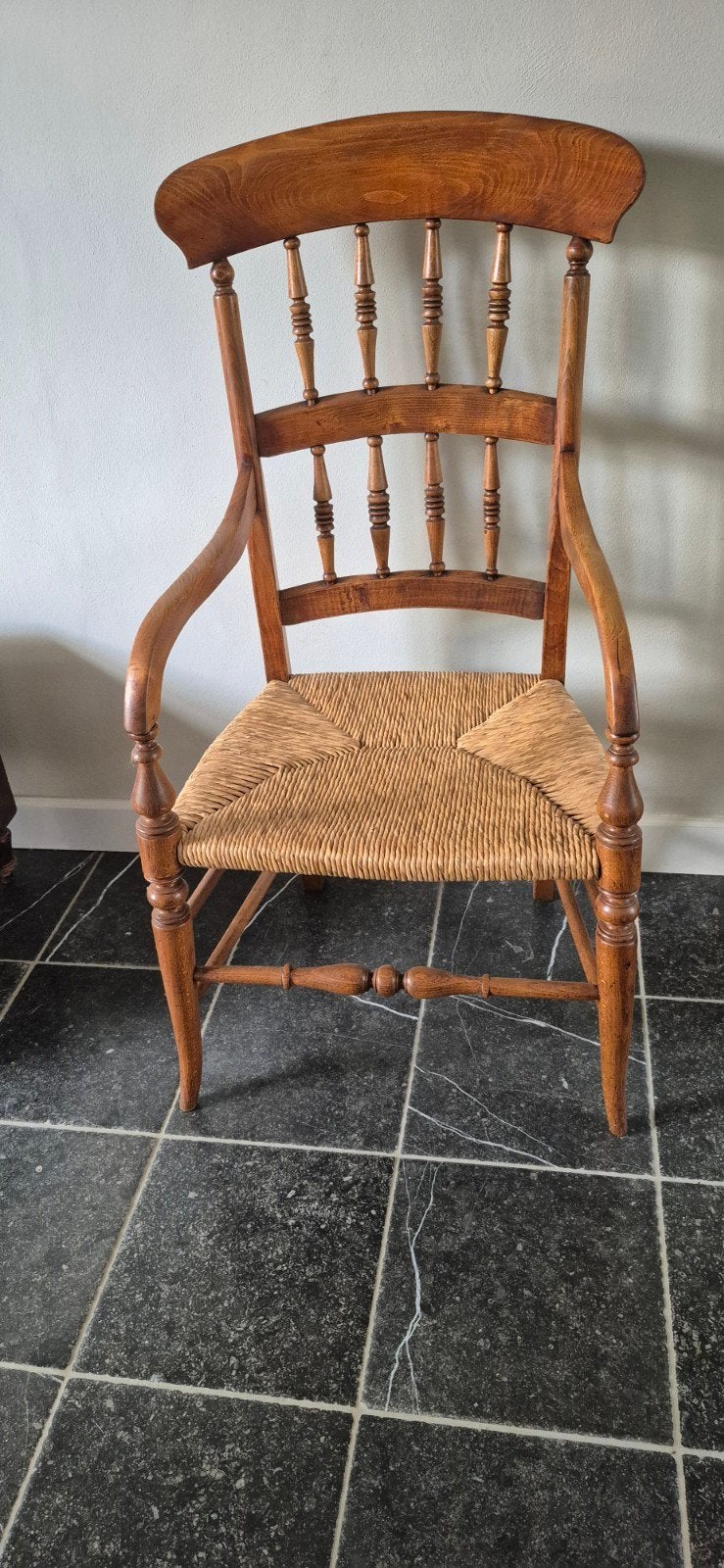 Antieke Engelse stoel met rieten zitting, Antiek en Kunst, Antiek | Meubels | Stoelen en Banken, Ophalen