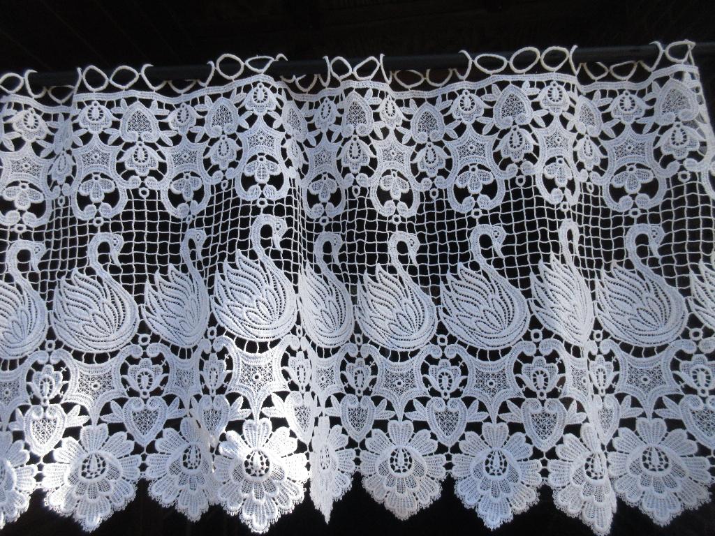 Vintage valletje gordijn strook met zwanen, Ophalen of Verzenden, Gebruikt, 50 tot 100 cm, Minder dan 100 cm