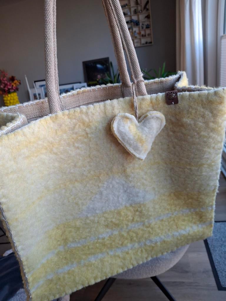 Gele wollen dekentas - groot formaat, Ophalen of Verzenden, Zo goed als nieuw, Geel, Shopper