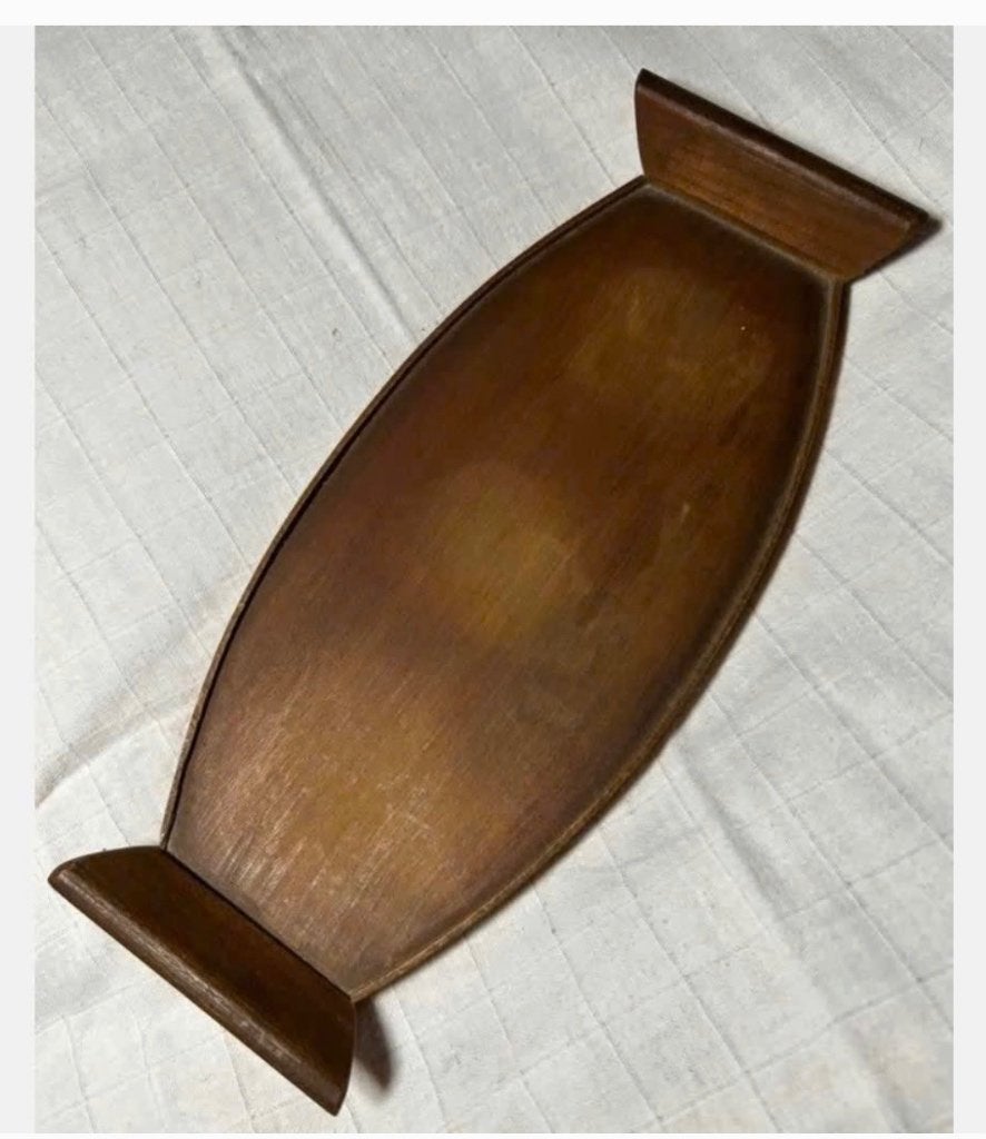 Vintage Jaren ‘50, houten dienblad, 27 x 12 cm, Ophalen of Verzenden, X, Ovaal, Hout