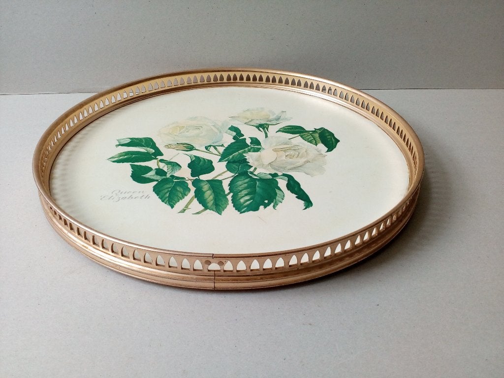 Dienblad met afbeelding rozen.Brocante., Antiek en Kunst, Ophalen of Verzenden