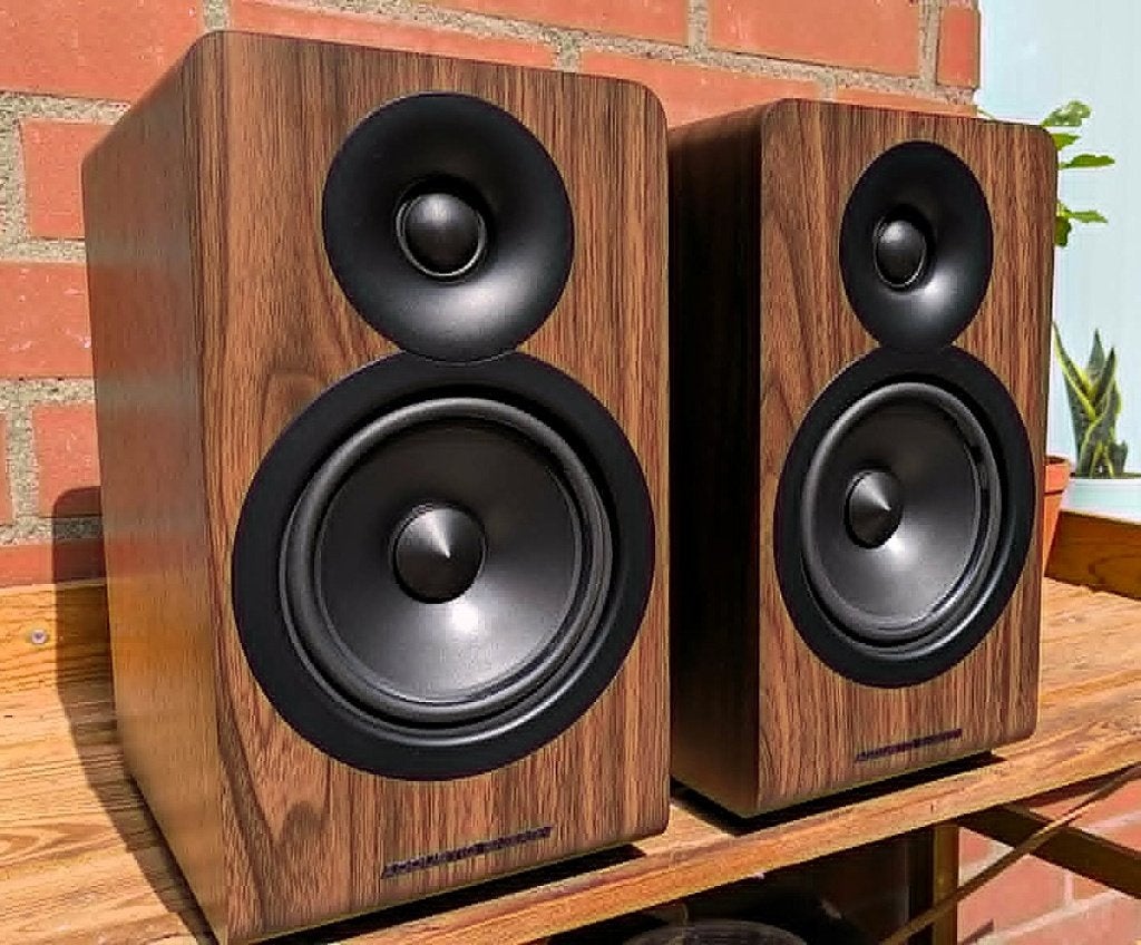 Acoustic Energy AE100.2 (Walnut)., Zo goed als nieuw, 60 tot 120 watt, Basreflex, Boekenplank luidspreker